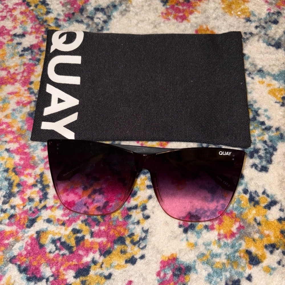 Quay Come Thru Black and Pink Sunglasses